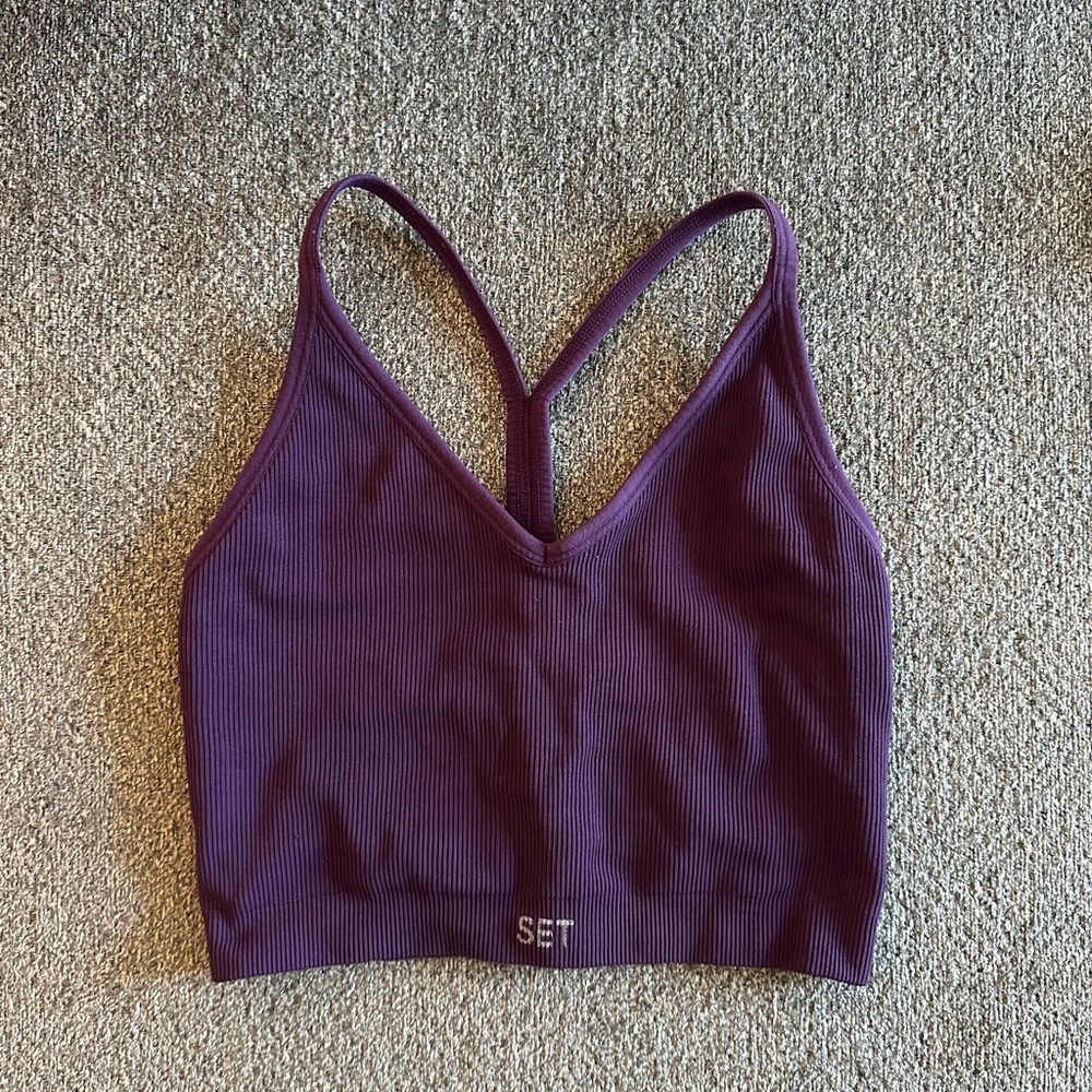 SET Active Deep Purple Ribbed Sports Bra